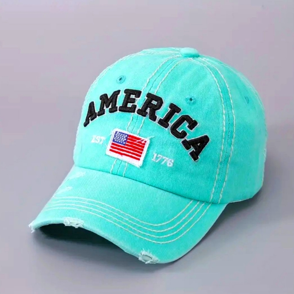 Fresh Green America Est. 1776 USA  Flag Adjustable Baseball Unisex Hat